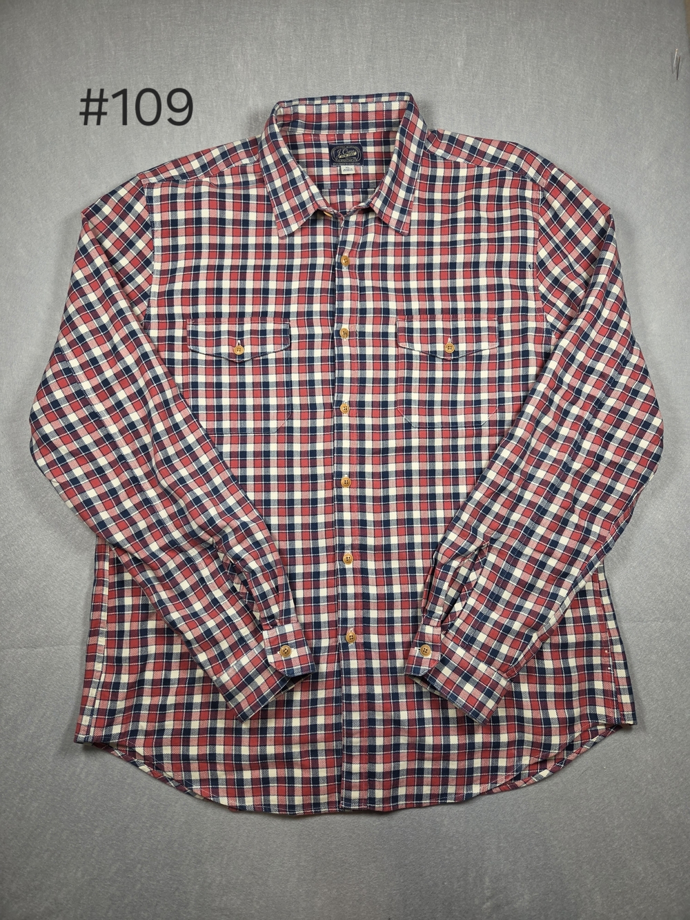 Vintage J.Crew "The Sporting Life" Plaid Button Up Shirt Men's XL Red White Blue